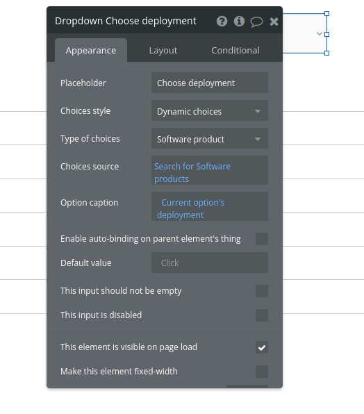 configure dropdown